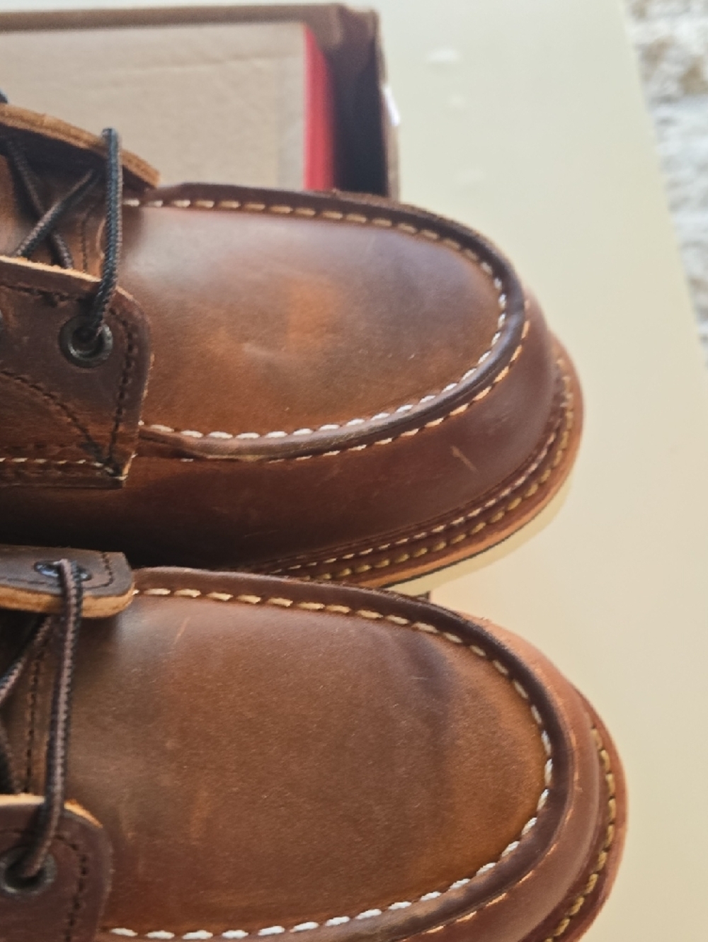 RED WING Men's Brown Leather Moc Toe Work Boots - Picture 12 of 16